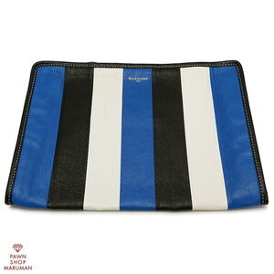 Balenciaga Bazaar Clutch Leather Blue Multi